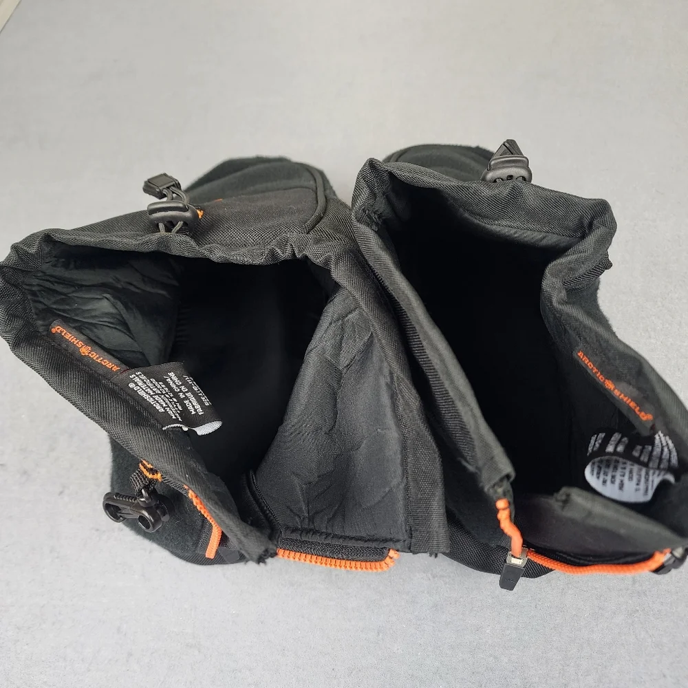 Arctic Shield Black Boot Liners Large 10-11 Orange Detail Zip Up Back